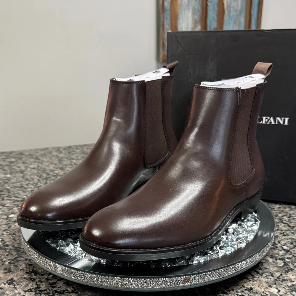 Alfani Men's Luka Brown Leather Chelsea Chukka Boots NEW 10.5